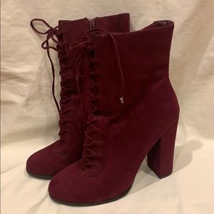 ✨Like New Maroon Lace up High Heel Boots✨